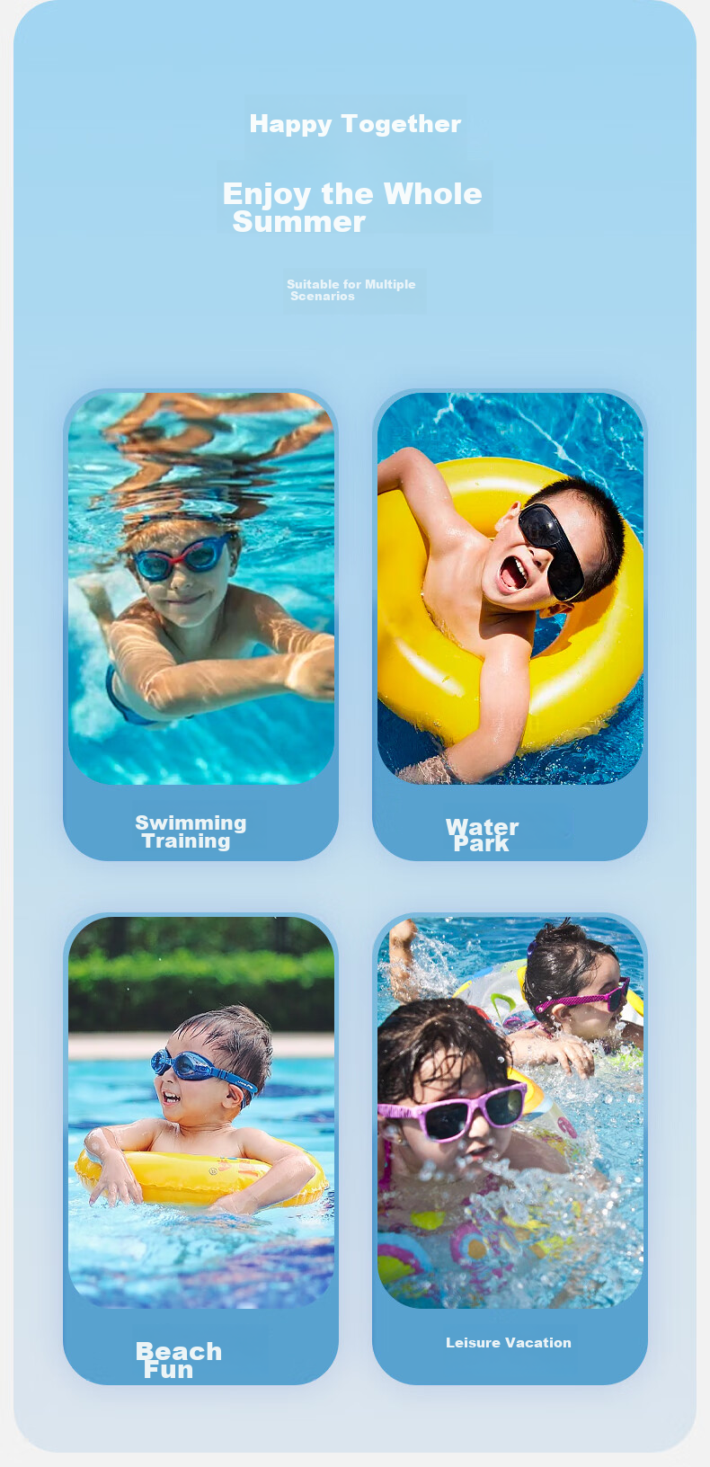 Keep Children's Swimming Goggles for Girls And Boys, Waterproof Anti-Fog High Definition Large Frame Professional Diving Equipment Swimming Cap Set 8