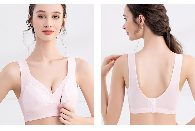 Aibaoshi Nursing Bra Maternity Underwear Pregnancy Wireless Front-Opening Breastfeeding Bra Push-Up Brassiere M508, Skin Color, Size L 10