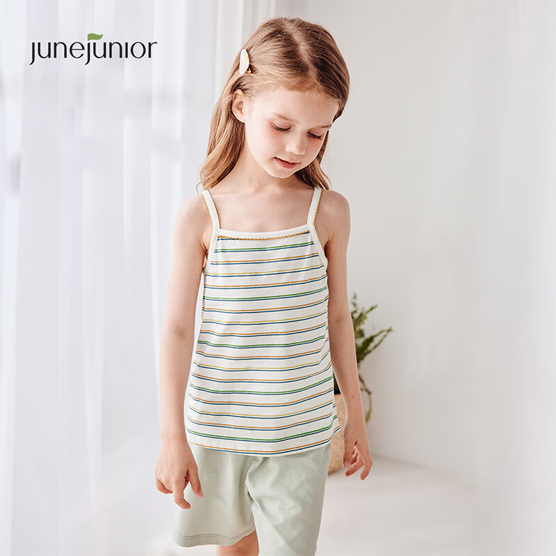 Junejunior [babylove Sub-brand] Children's Cotton Sleeveless Tank Top Two-Piece Set for Girls Spring Summer Home Wear