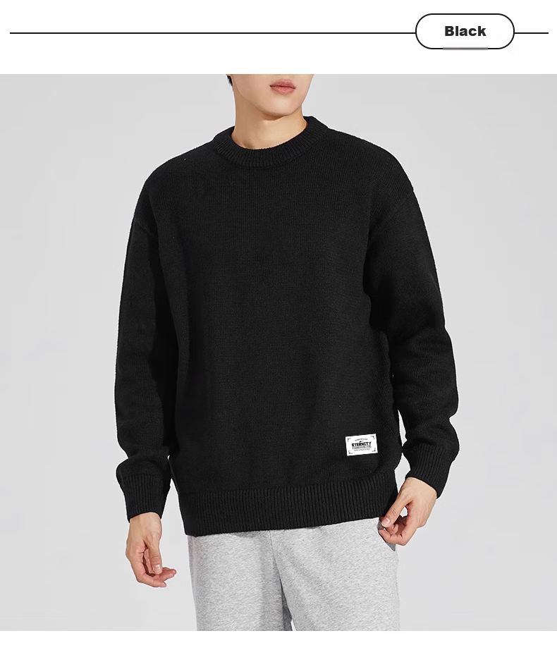 Huili Men's Sweater, Autumn And Winter Round Neck Pullover, Warm Base Layer Knit Sweater, Thick Comfortable Warm Top, Iron Gray, 4XL 7