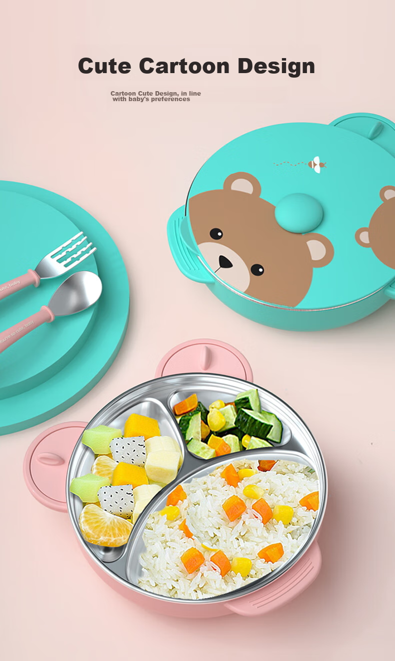 Albo Baby Divided Plate Infant Feeding Bowl with Suction Base Children's Tableware Insulated Water-Filled Bowl 2