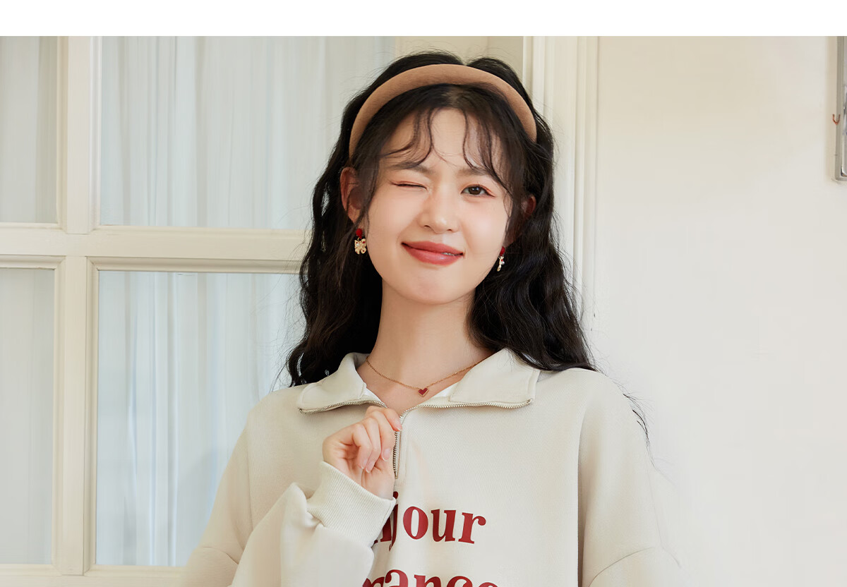 Halo Queen Women's Sweatshirt, Spring And Autumn American-Style POLO Collar, Trendy Letter Print, Loose Casual Pullover, New Product H143W1034 32