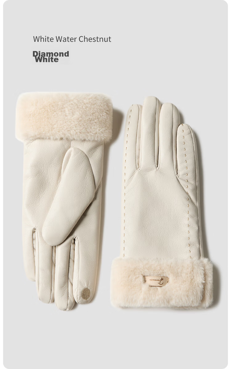 JIUMU Warm Leather Gloves for Women, Winter Thickened Fleece-Lined, for Cycling And Driving, Windproof And Cold-Resistant, Touchscreen Compatible Gloves 16