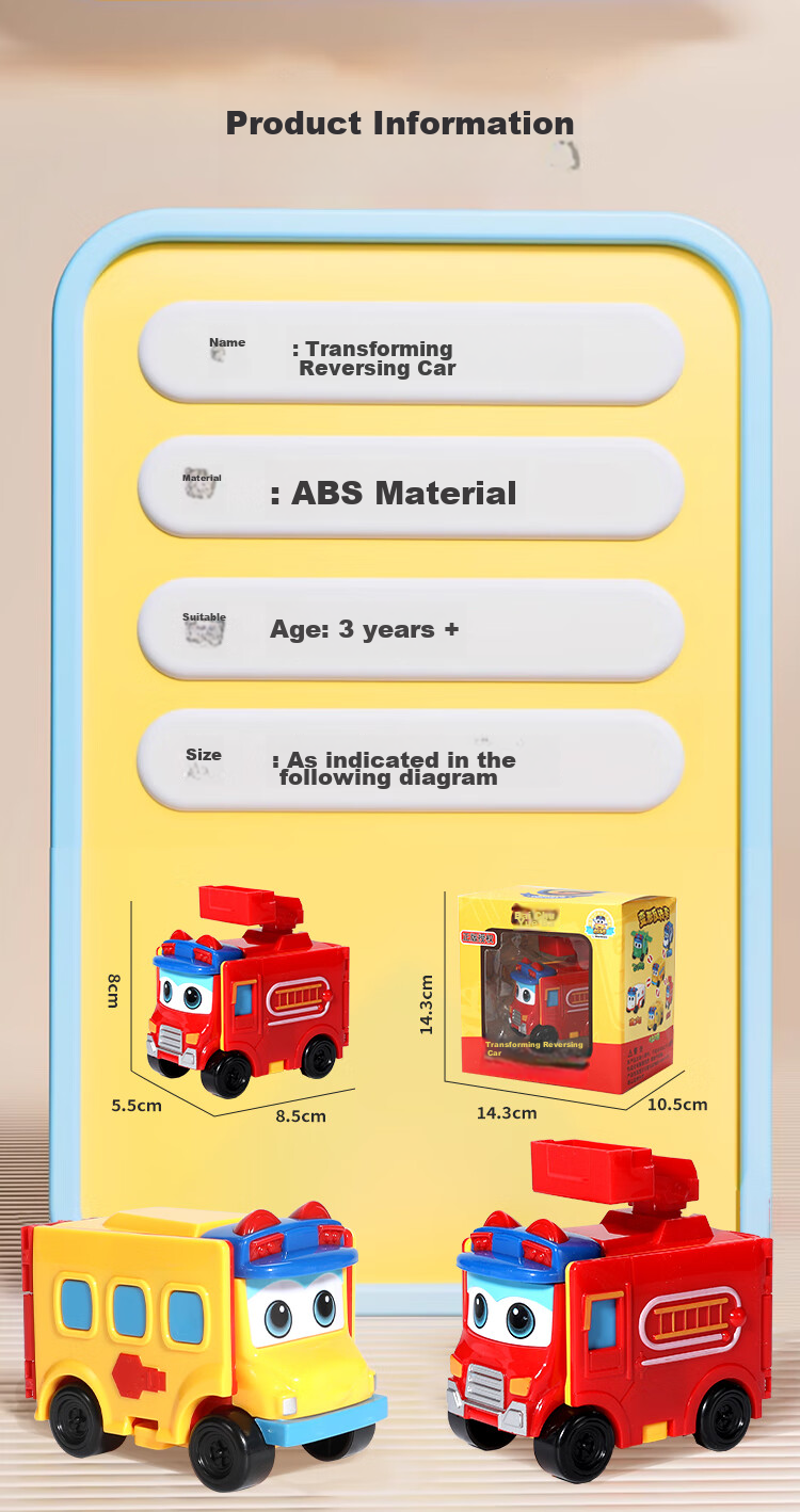 BIG TAYLOR Children's Toy Car, Transformable School Bus And Fire Truck, Transforming Toy Car, Birthday Gift for Boys Aged 1-3 Years Old 15