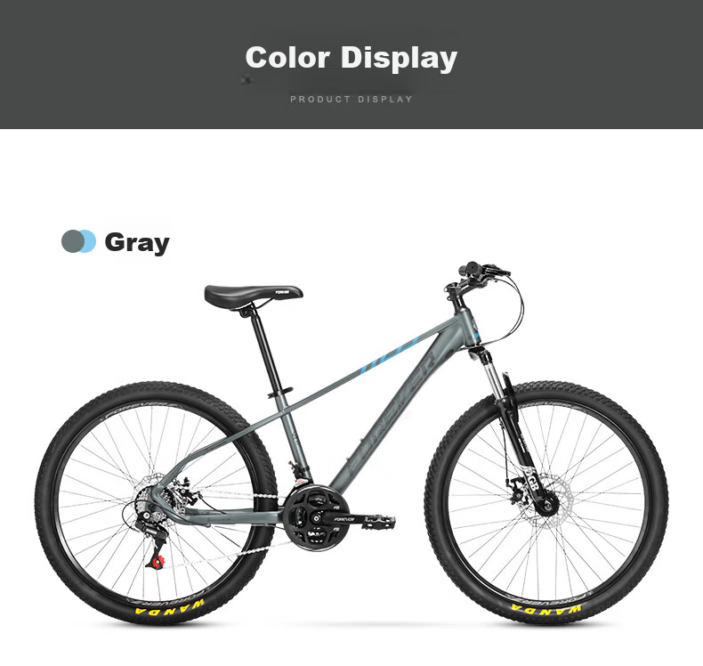 FOREVER Mountain Bike, 24-Speed, 26-Inch, Hydraulic Disc Brakes, for Men And Women, Adult And Student Use, City Off-Road Bicycle, Gray 29