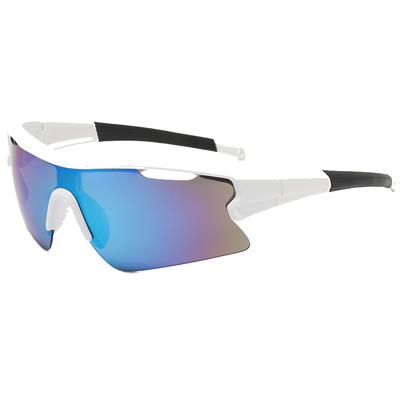 BIKEBROS Cycling Glasses Multi-Color Windproof Mountain Bike Sports Outdoor Running Motorcycle Bicycle Riding Gear Accessories [White Frame Blue Lens]