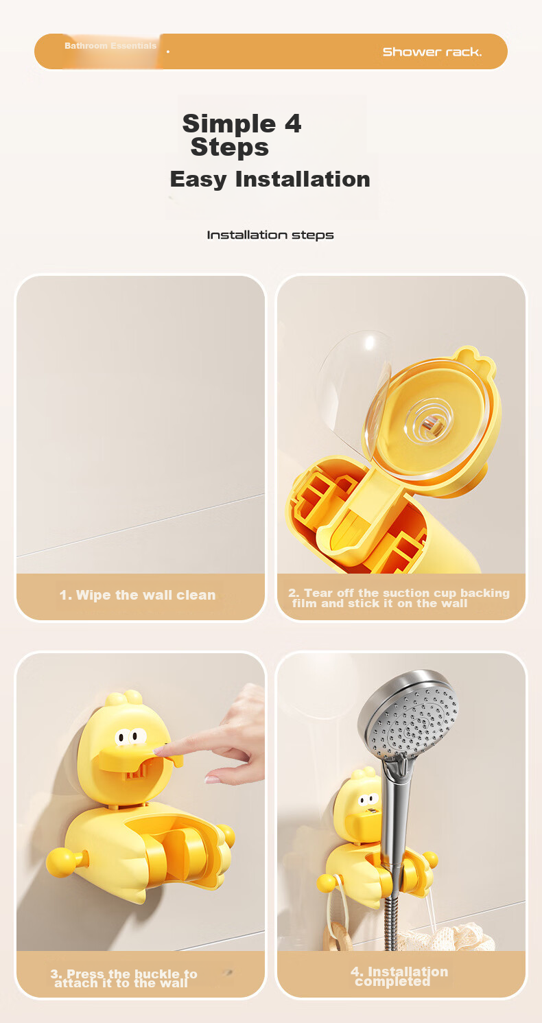 Fanyejia Suction Cup Shower Head Holder, Fixed Device for Home Bathroom, No Drilling Required, Adjustable And Movable Shower Head Bracket for Childre 15