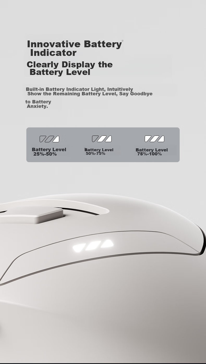 INPHIC DR01 Wireless Gaming Mouse Wired Bluetooth Tri-mode Office Mouse Right-handed Hardware Macro Desktop Laptop 2.4G Portable 12800DPI V2 Black 7