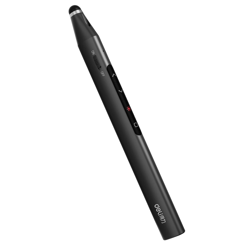 Deli Retractable Teaching Pointer for Teachers, PPT Laser Page-Turning Pen, Laser Pointer, Presentation Pen, Wireless Presentation Pointer, Red Light, Black MA115