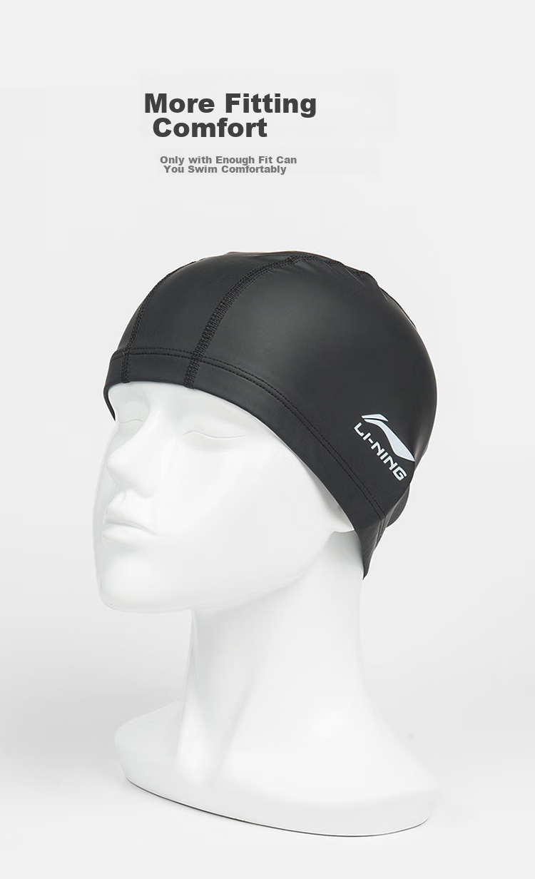 Li-Ning (Lining) Swimming Cap for Men And Women, Comfortable Long Hair PU Coated Swim Cap LSJK858-2 Blue 7