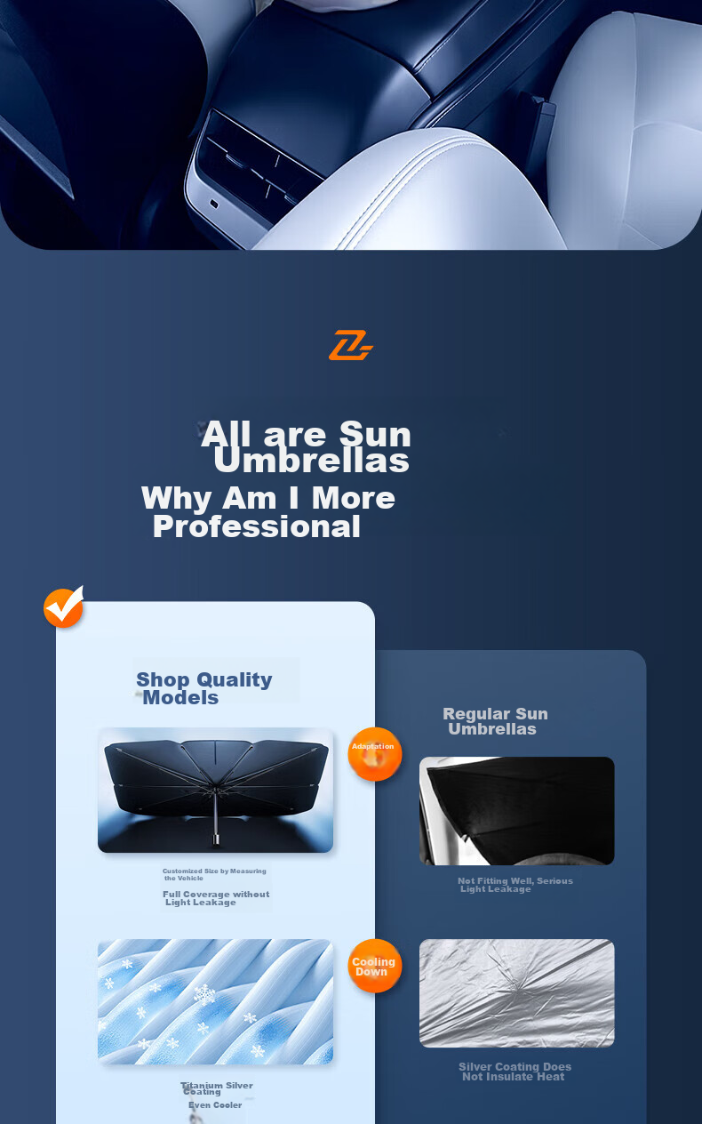 Zhunhang Car Sunshade, Heat Insulation Umbrella, Windshield Cover, Sunshade for Car Interior, Sun Protection Device 2