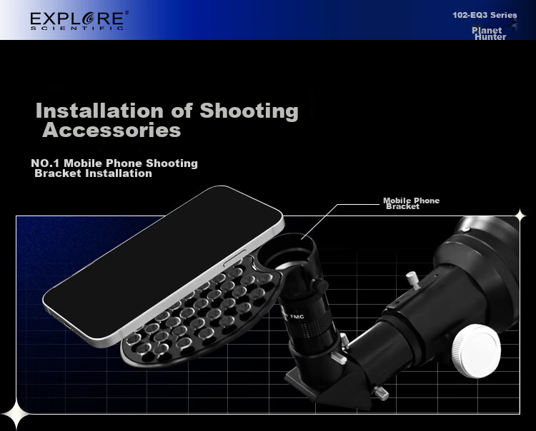 EXPLORE SCIENTIFIC Astronomical Telescope for Deep Space Stargazing, High Definition, High Magnification 10000x, Space Student Telescope 102eq 17