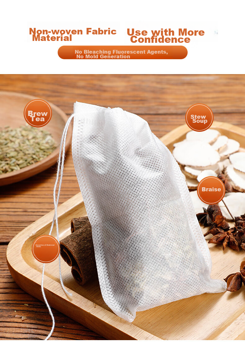 Youjialiangpin Chinese Herbal Medicine Sandbag, Non-Woven Fabric Chinese Herbal Medicine Packaging Bag, Tea Bag, Strainer Bag, Steaming Bag, Filter Bag, 15*20CM 4