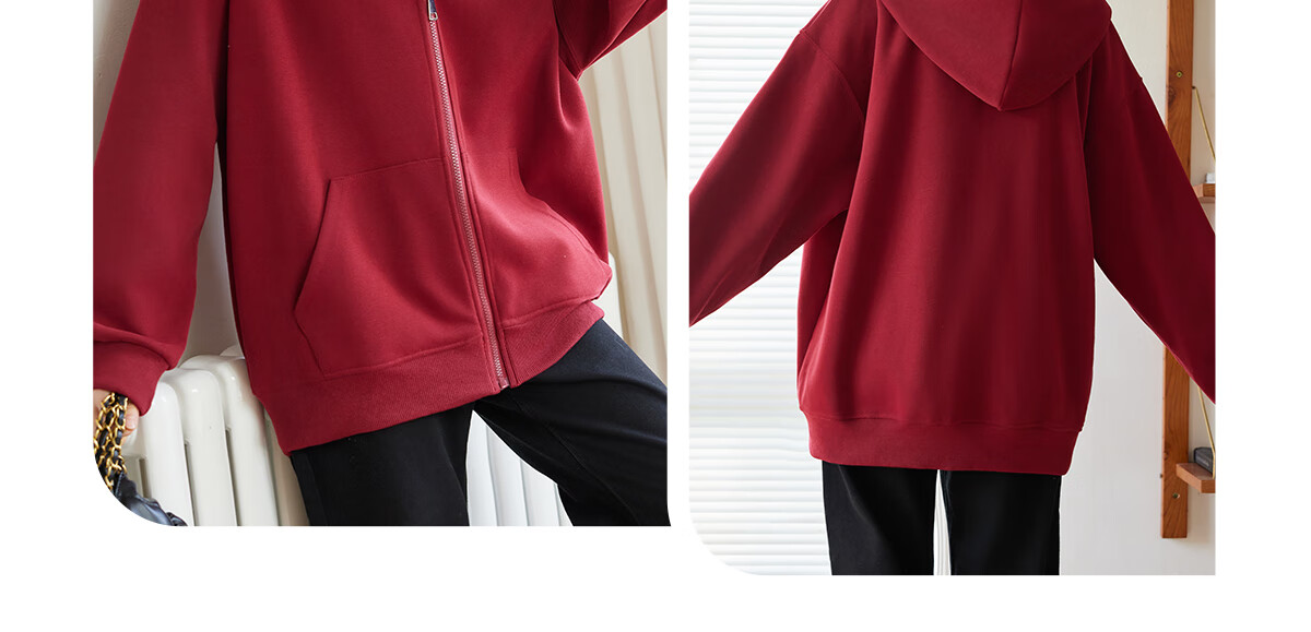 Halo Queen Women's Hoodie Jacket, Zip-Up Sweatshirt, New Year Red Outfit Top H143U1004 4
