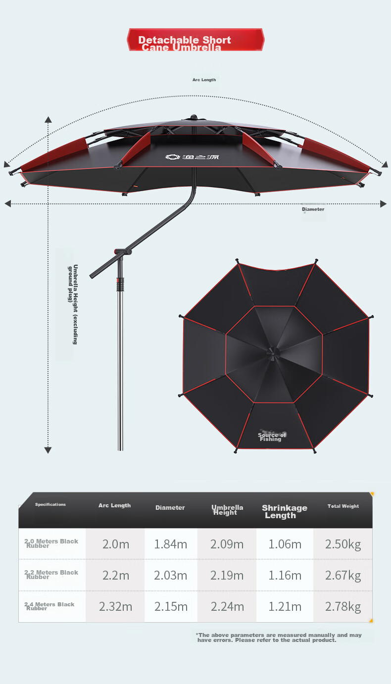 Yuzhiyuan Fishing Umbrella, Rain-Proof And Sun-Shading Umbrella, Multi-Directional Folding Outdoor Fishing Tackle, UV Protection, Windproof, with Umbrella Stand 15