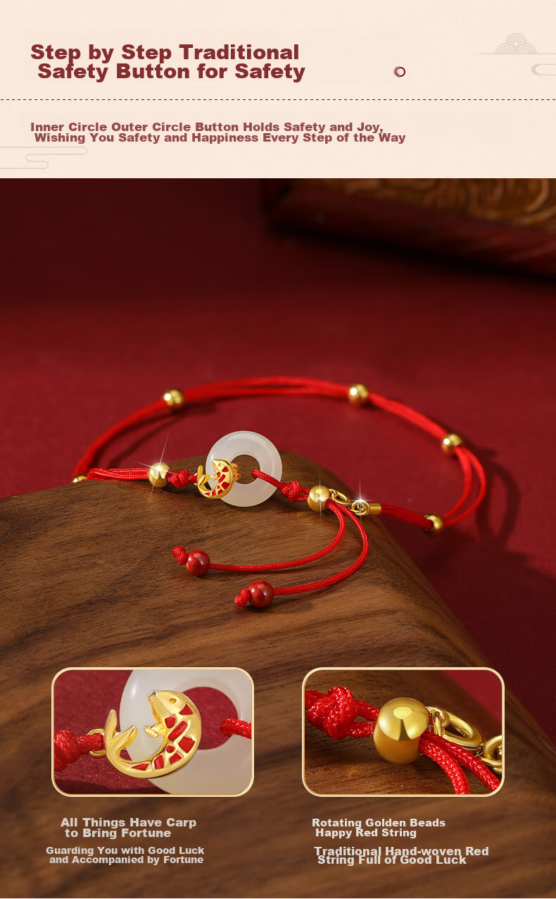 Zhenshangyin Chinese Gold Koi Fish Safety Knot Red String Silver Foot Chain Women's Jewelry Niche Birthday Gift for Girlfriend Or Wife S925 4
