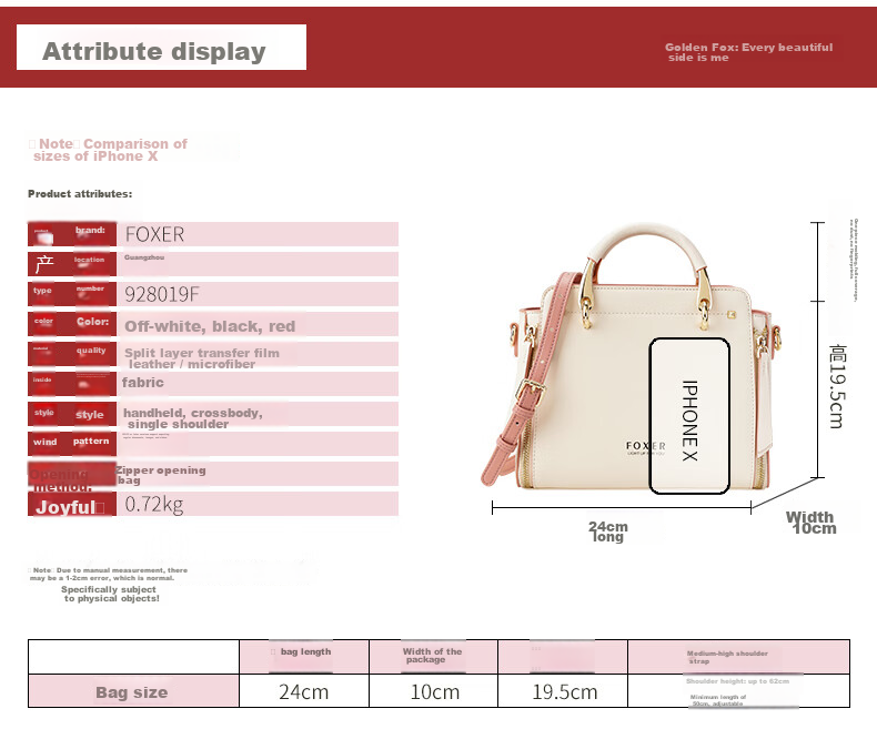 FOXER Leather Women's Handbag, Large Capacity Tote Bag, Shoulder Bag, Crossbody Bag, Light Luxury Valentine's Day Gift 11
