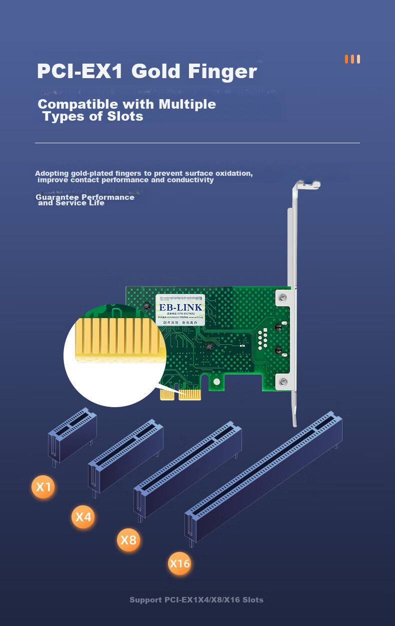 EB-LINK BCM Bo Tong 5751 Chip, PCI-E Gigabit Single-Port Network Card, PXE Bootless Start, Single-Port Network Card for Internet Cafes And Desktop Computers, Wired Network Card 8