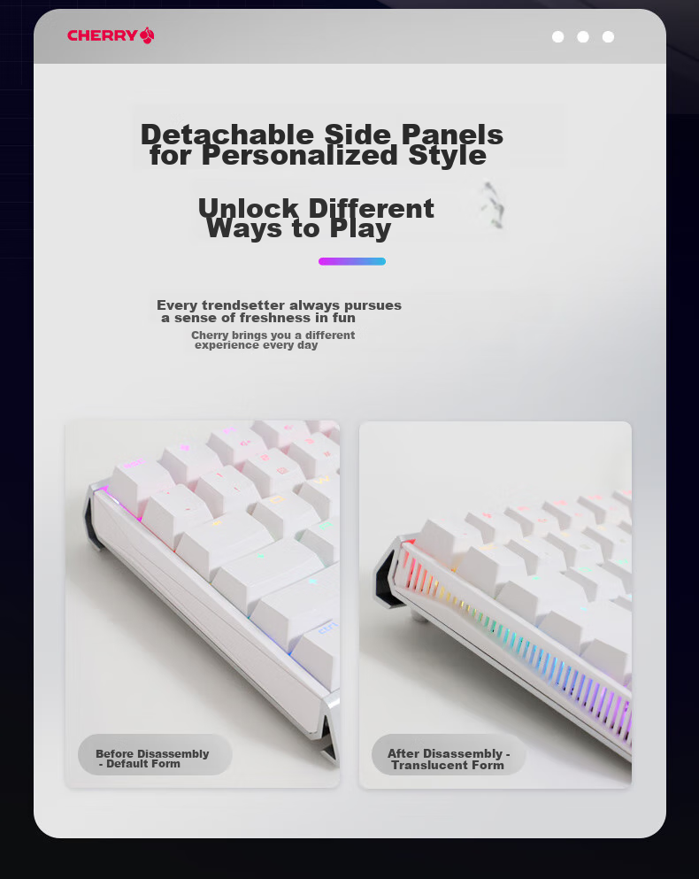 CHERRY MX3.0S Wireless Keyboard, Mechanical Keyboard with 108 Keys, Office And Gaming Keyboard with Bluetooth Triple-Mode, RGB Lighting Effects, Aluminum Alloy Shell, Compatible with Windows/Mac 11