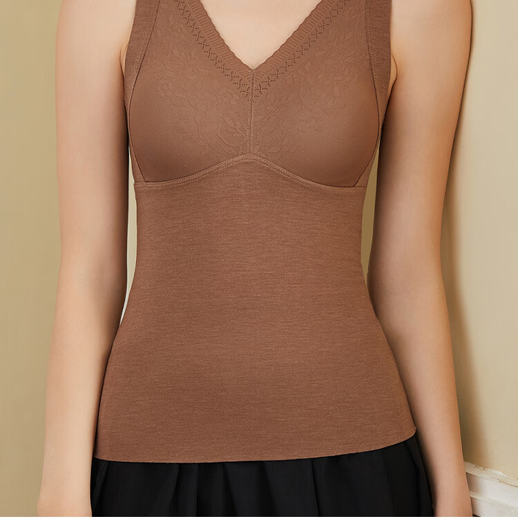 Urban Beauty Women's Thermal Vest with Padded Bra, Fleece-Lined Thickened Seamless Base Layer Vest for Autumn and Winter 2