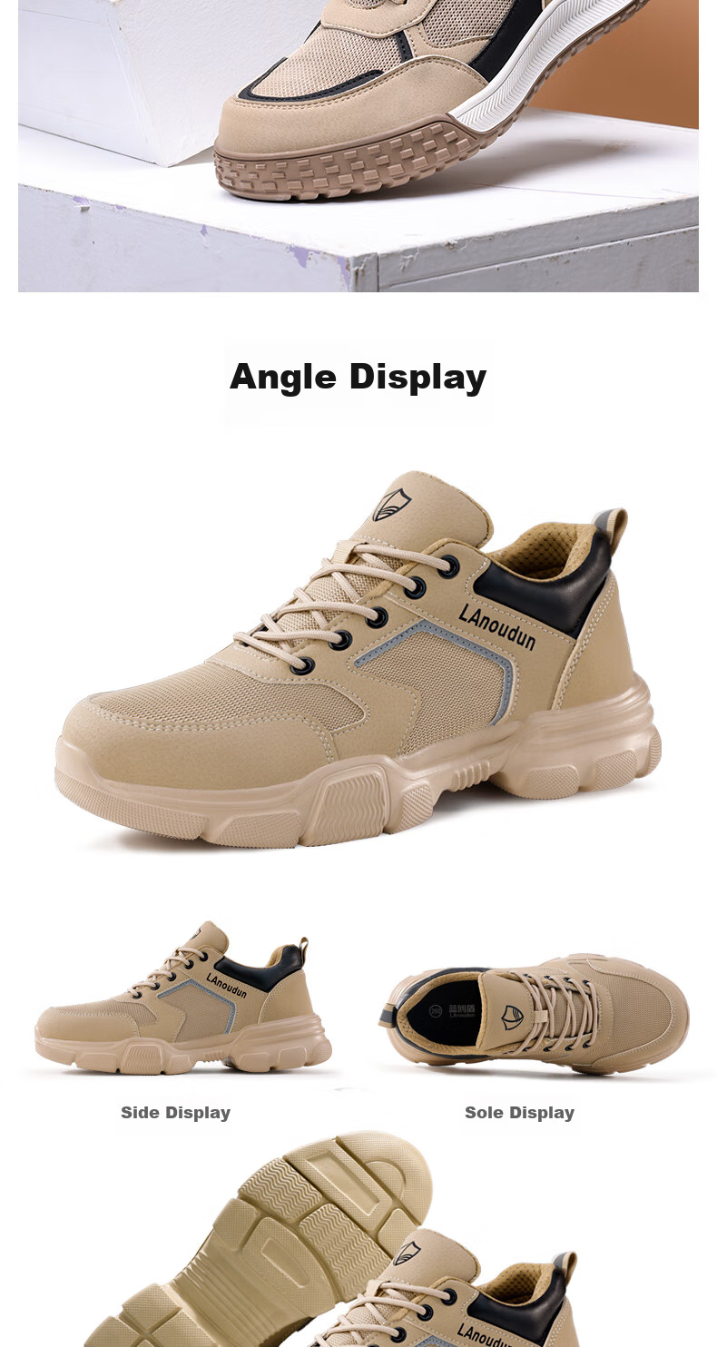 Lanoudun Safety Shoes for Men, Breathable, Lightweight, Soft-Soled, Comfortable, Steel Toe Cap, Anti-Smashing, Anti-Puncture, Safety Work Shoes DL232 Size 44 18