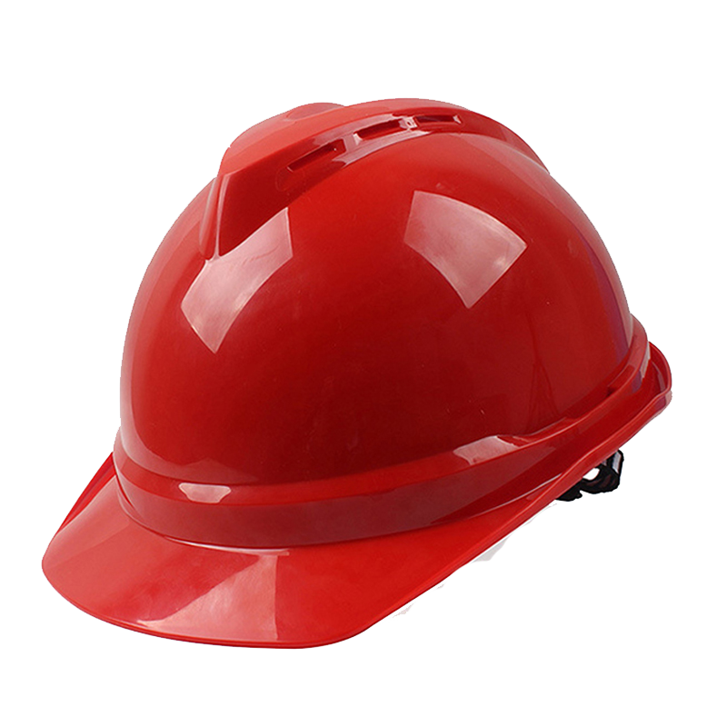 MSA Safety Helmet, National Standard Construction Site Leader Worker Helmet, ABS Breathable Knob Adjustment, Red Knitted Fabric Sweat-Absorbing Strap, 1 Piece