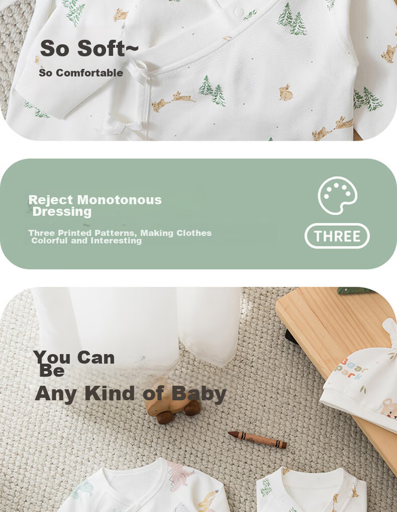 Guaiqixiong Newborn Long-Sleeve Bodysuit, Spring And Autumn Infant Pure Cotton Seamless Pajamas, Romper for Autumn, Clothing A 2