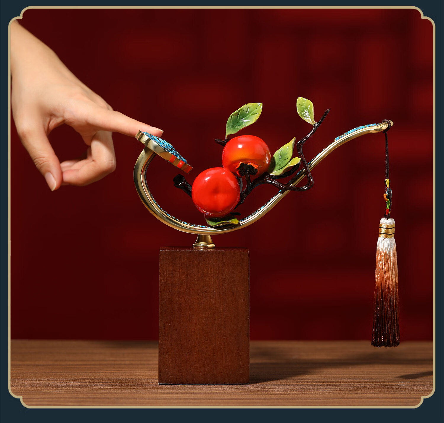 Damingtongjiang, Auspicious Copper Persimmon Ornament, Living Room Entrance Hallway Wine Cabinet Decoration, Housewarming Gift, Moving Present, Grand Opening Gift 10