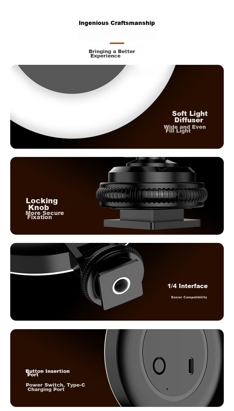 Selfieshow Live Streaming Fill Light for Streamers, Indoor Desktop Photography Light, Food Atmosphere Lamp, Handheld Soft Light Beauty Light, Professional Camera Portable Pocket Light 10