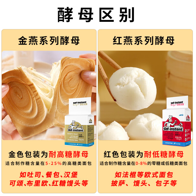 燕子（SAF INSTANT）高活性即发干酵母粉 3g*10袋 耐高糖发酵快 蛋糕面包披萨发酵粉