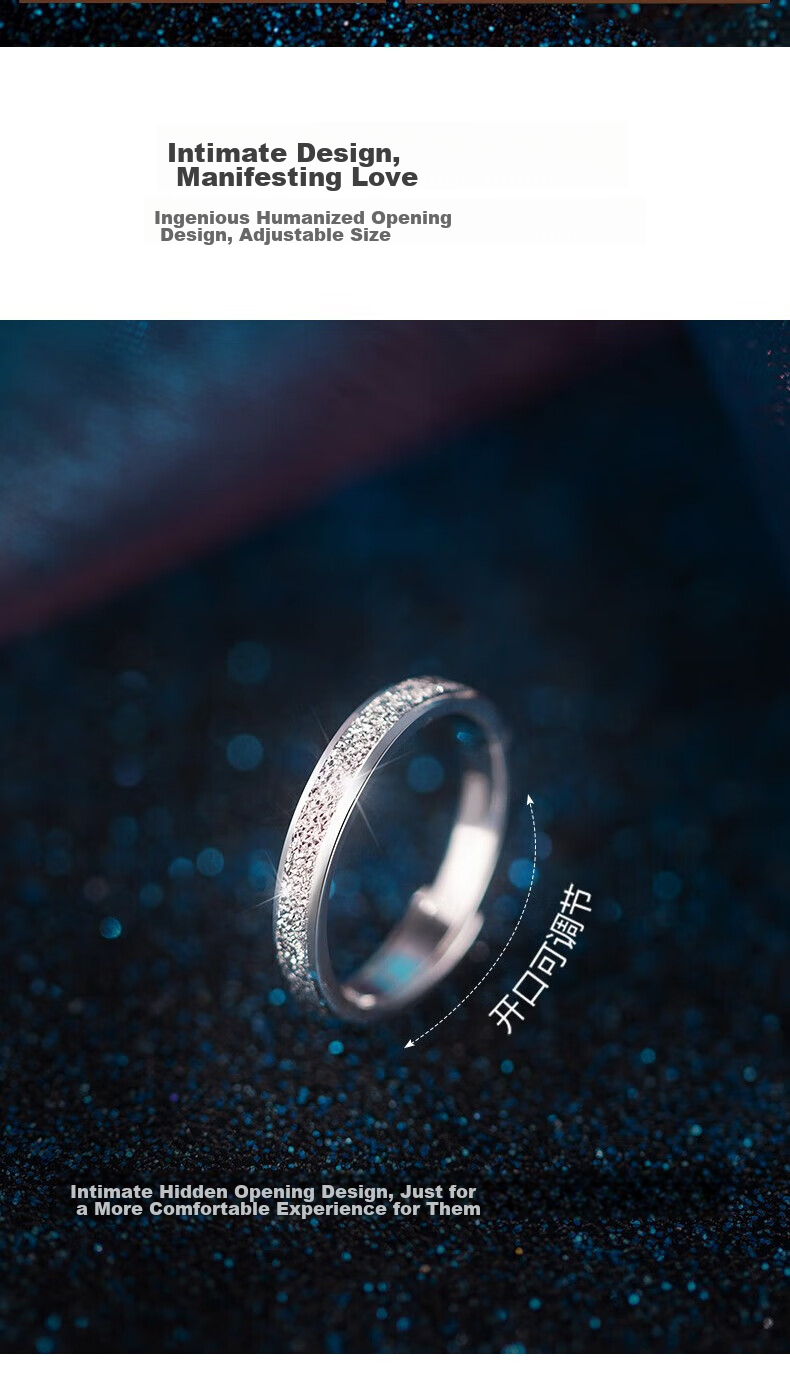 MANHE S925 Silver Ring, Couple Rings, One Pair of Engagement Diamond Rings, Open-End Style for Women And Men, End-Ring, Valentine's Day Gift 8