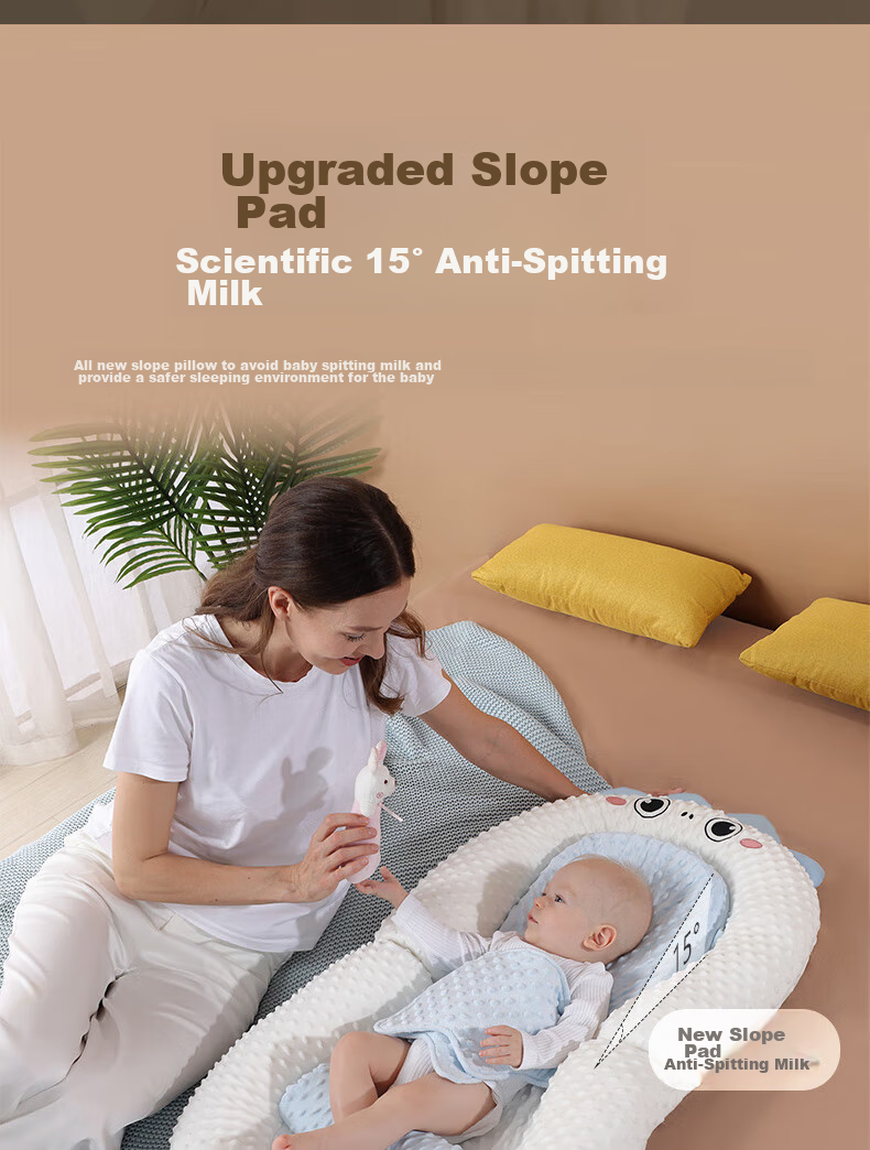 Leyunbaby Crib Bed, Newborn Baby Bionic Bed, Sloped Pillow Pad, Sleep Aid, Movable And Portable, Anti-Pressure And Anti-Fright Device 4