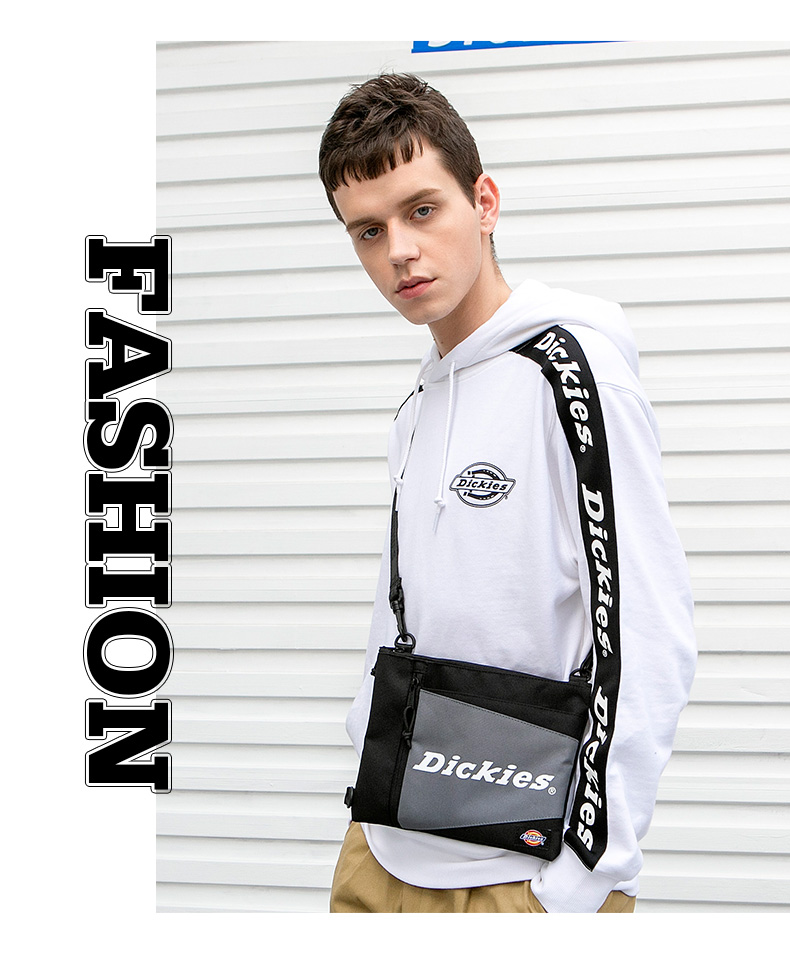 Dickies Trendy Crossbody Bag with Contrasting Design, Fashionable Envelope Bag, Versatile Shoulder Bag for Men, Gray 4