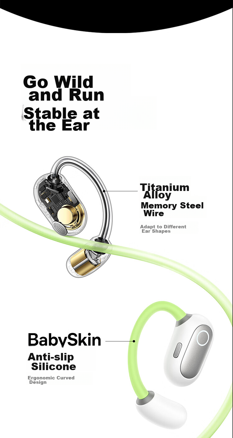 BASEUS Eli Bluetooth Headphones, Over-Ear Open-Style Comfortable Non-In Sports Running Noise-Cancelling Business Suitable for Huawei Xiaomi, White 14