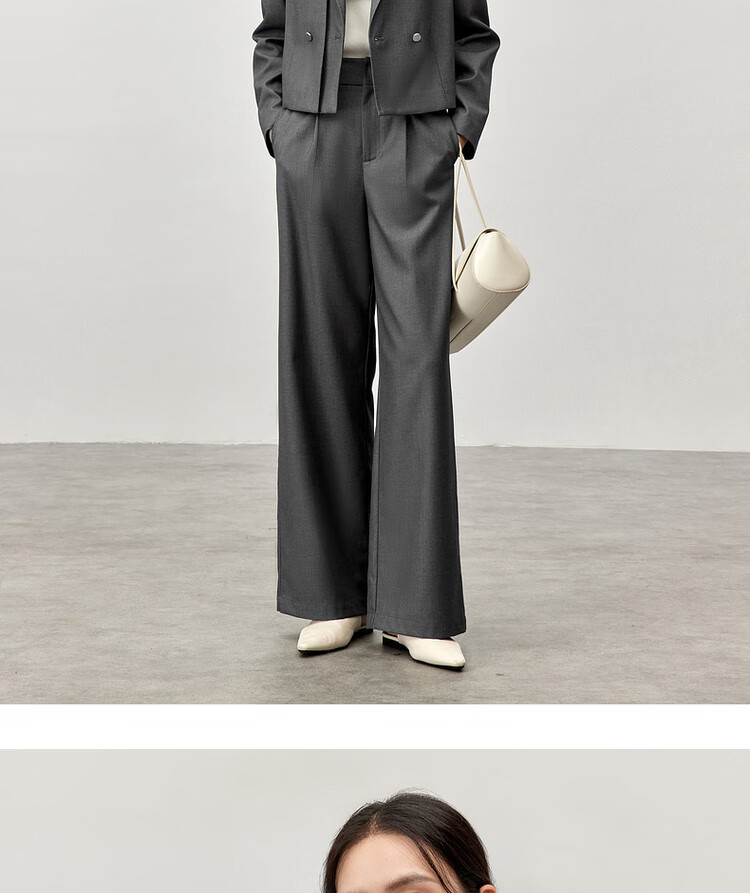Sentubila Professional Interview Suit Set for Women, Spring And Autumn Style, Formal Wear, High-End Small Suit Outfit, Complete Set, Gray, S 15