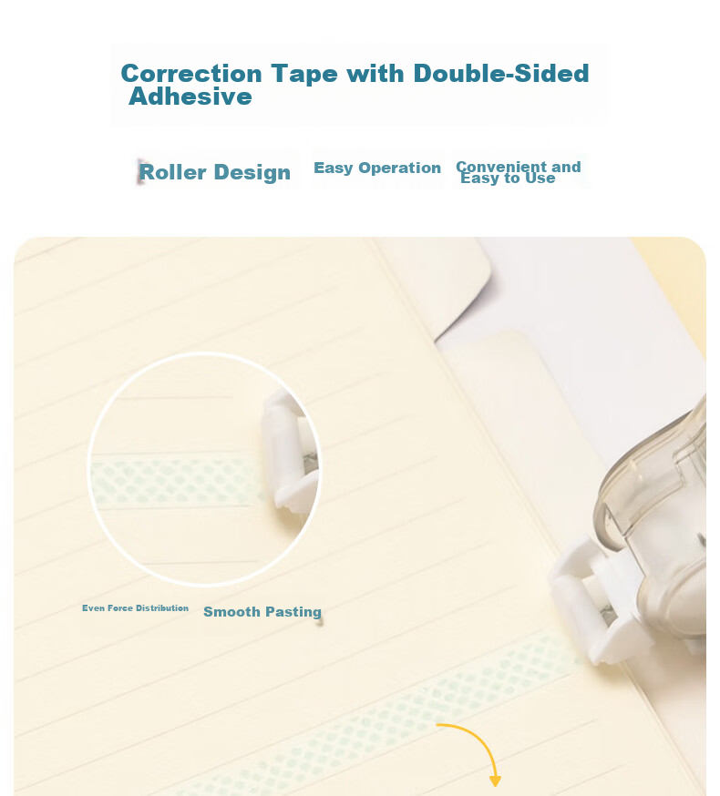 Deli Double-Sided Dot Adhesive Tape, 12m Double-Sided Dotted Glue, Back-To Stationery, Student Creative Handmade Journal Double-Sided Tape, Erasable Single Pack TG108 4