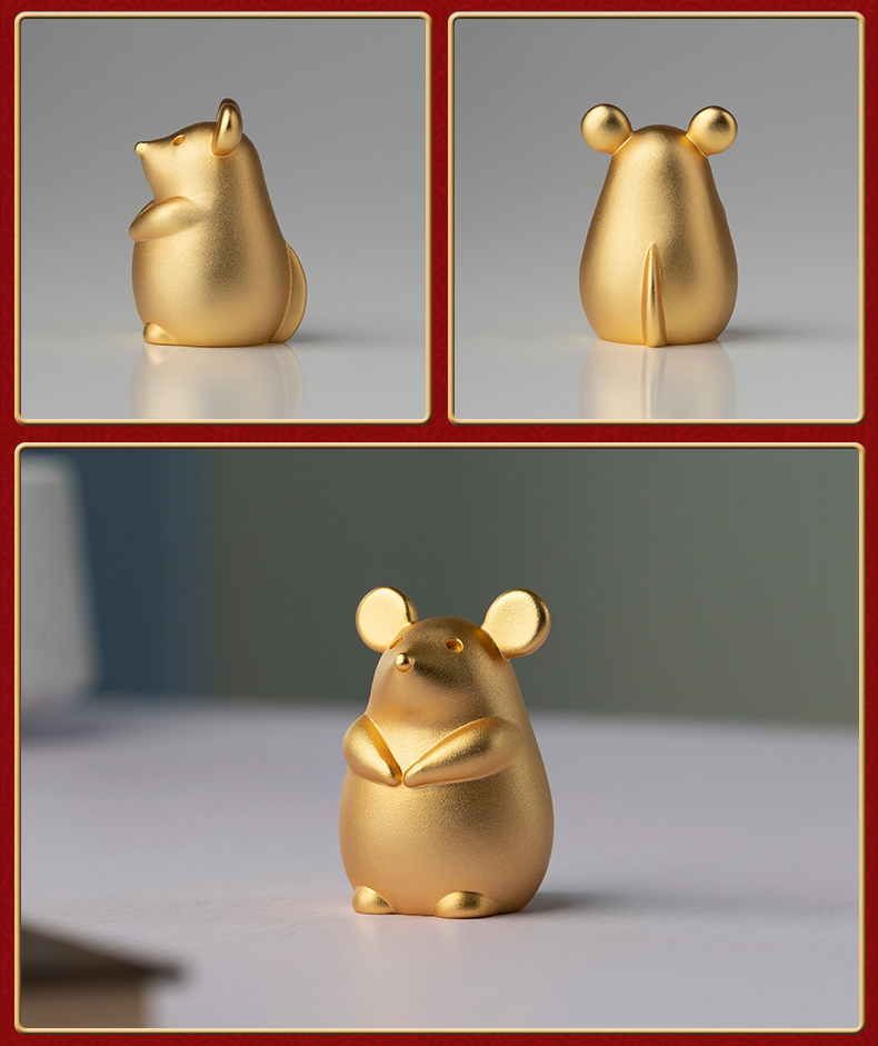 Tongshifu "Jin Yun Tian Cheng Twelve Zodiac Signs" Genuine Gold-Plated Copper Ornament, Home Decor, Craft, Twelve Zodiac Signs: The Rat 2
