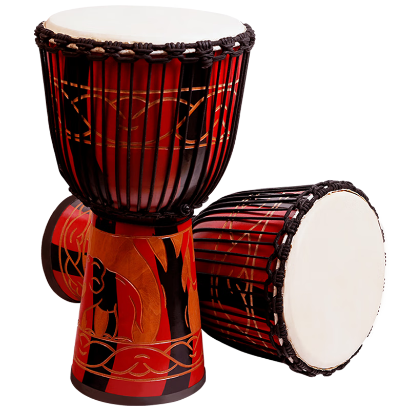 MOSEN 10-Inch Painted African Drum, Pure Sheepskin Indonesian Solid Wood Peach Core Advanced Hand Drum, No Tuning Required, Random Color