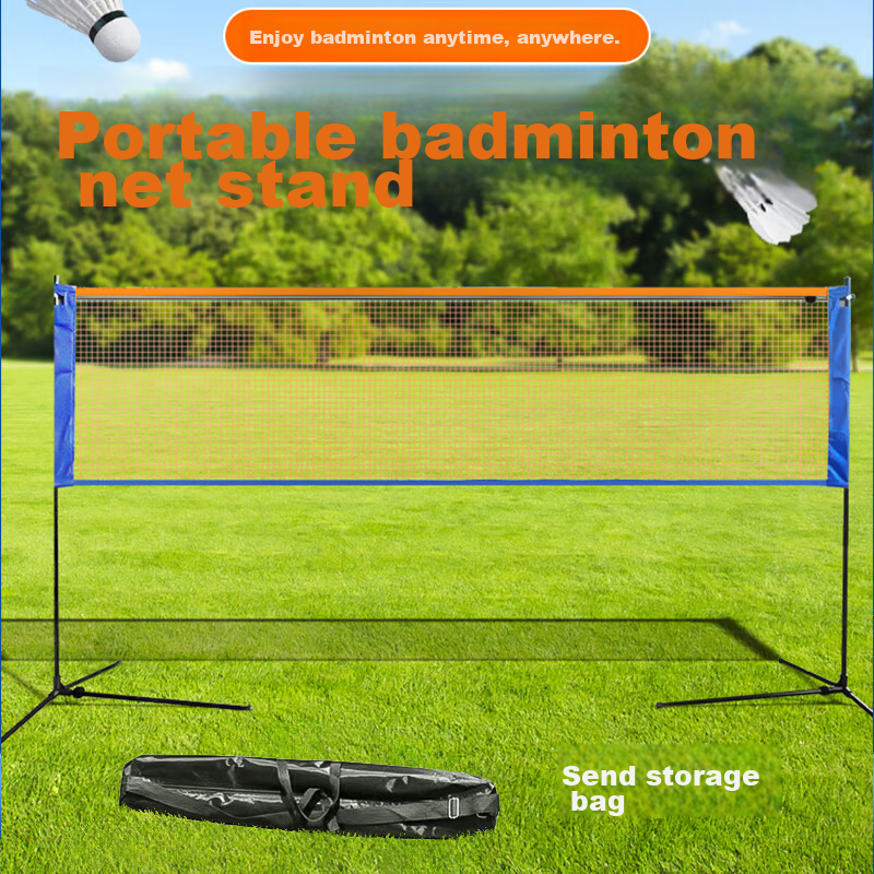 Huashimeng Badminton Net Stand + Net + Frame, Portable Indoor/outdoor Badminton Net Post System