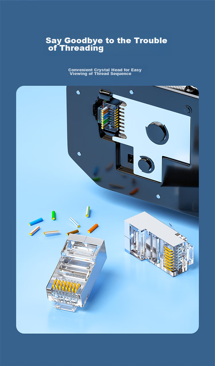 SAMZHE Cat5e Punch-Down RJ45 Connector, Gigabit Shielded Gold-Plated Computer Network Connector, Cat5e Engineering Through-Hole Crystal Head, 10 Pieces PCKT510 5