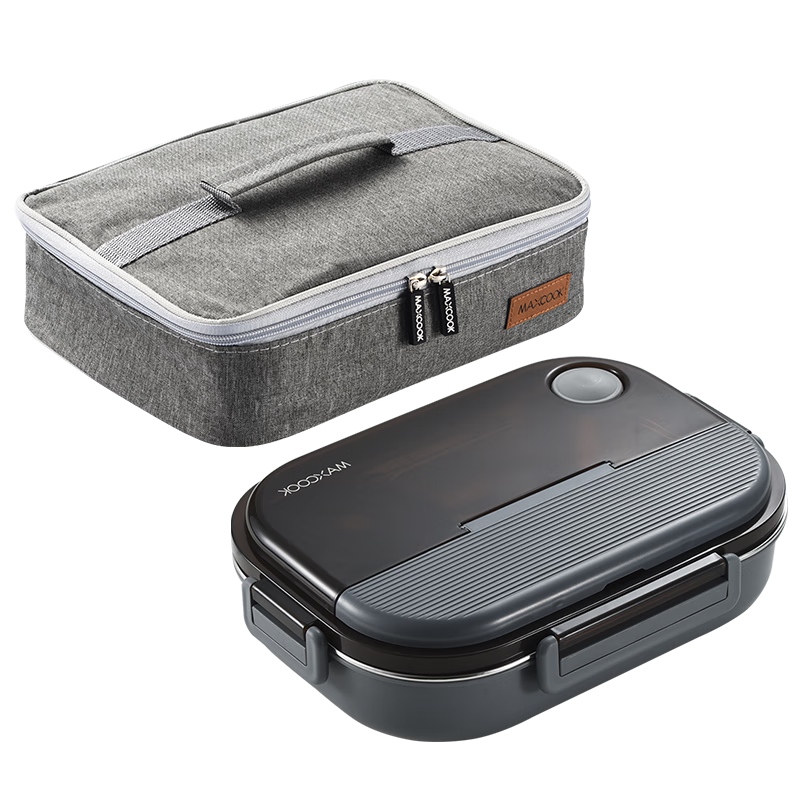 MAXCOOK 304 Stainless Steel Lunch Box, Microwave-Safe 5-Compartment Insulated Student Lunch Box with Utensils And Bag MCFT5937