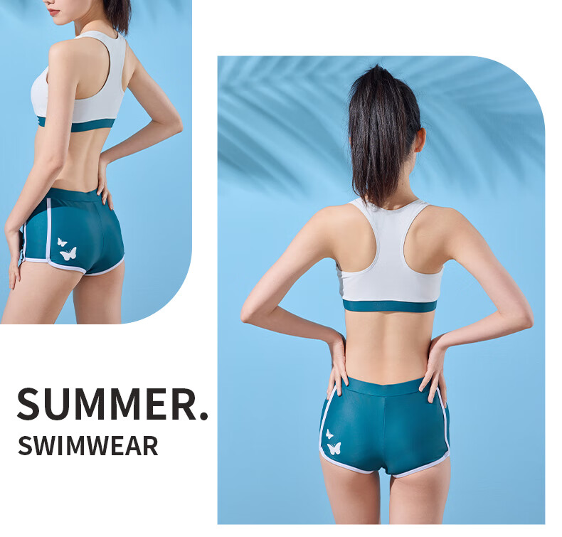 Li-Ning Women's Three-Piece Swimsuit, Beach Vacation Sun Protection Cover-Up, Tummy Control Slimming Swimwear for Hot Springs, 490 Green XL 16