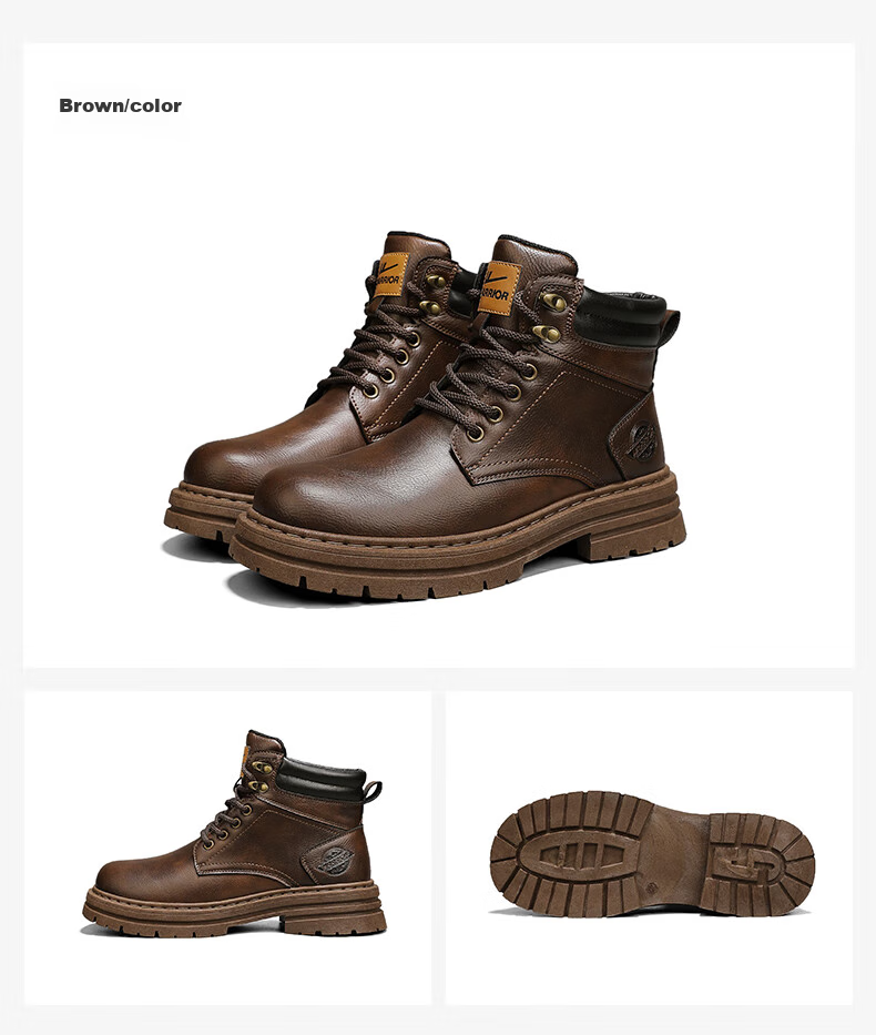 Huili (Warrior) Work Boots, Versatile Men's Shoes, Casual Martin Boots for Men, 1766-1, Khaki, Size 40 21
