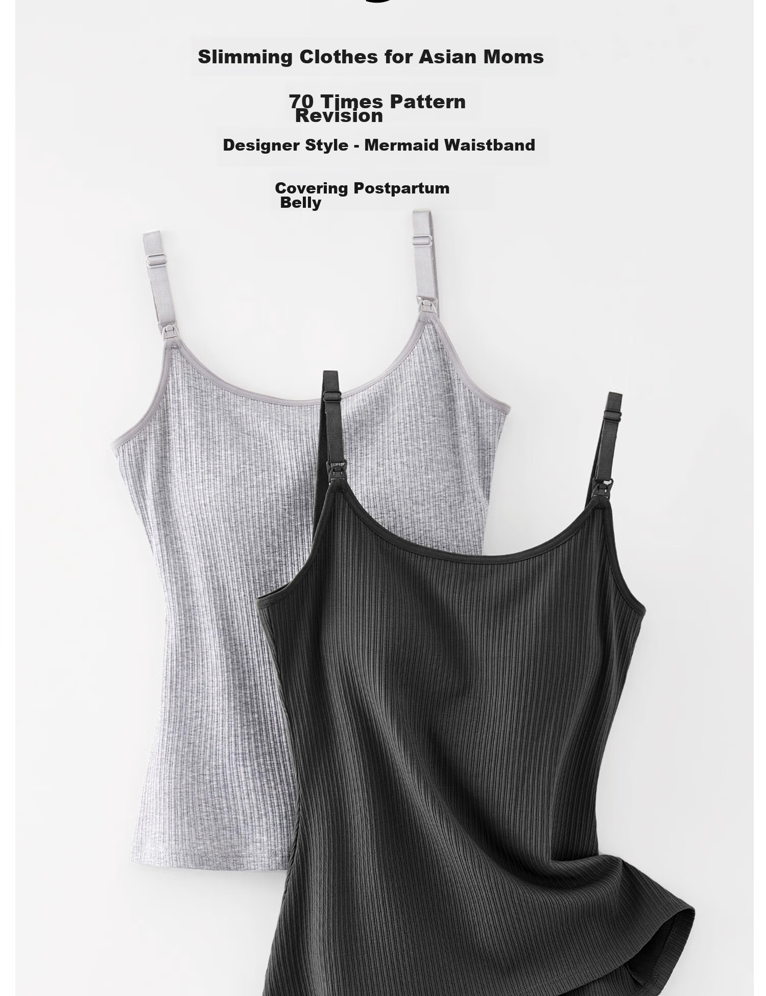 FENYE Fish Tail Nursing Camisole for Spring And Autumn Wear, Can Be Worn As Outerwear with Built-In Pads, No Bra Needed for Going Out Nursing Top, Black XL 5