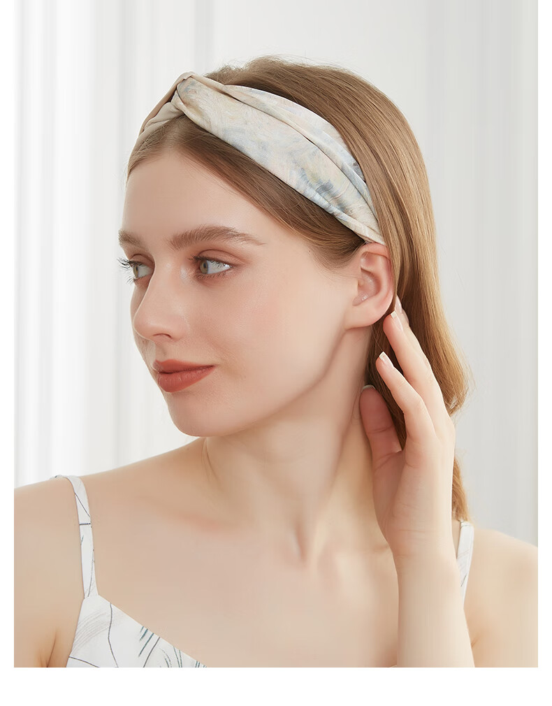 ELLE Simple Floral Print Headband, French Elegant Color-Block Hairband for Women, Face-Washing Headband, Gift for Girlfriend, Mid-Autumn Festival Present 9
