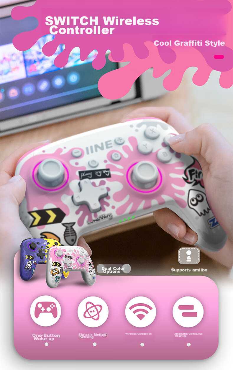 Liangzhi (INE) Compatible with Switch/switch2 Controller, Wireless Bluetooth Wake-Up Pro Controller, PC Computer Steam NFC Function, Splatoon Accessories 1