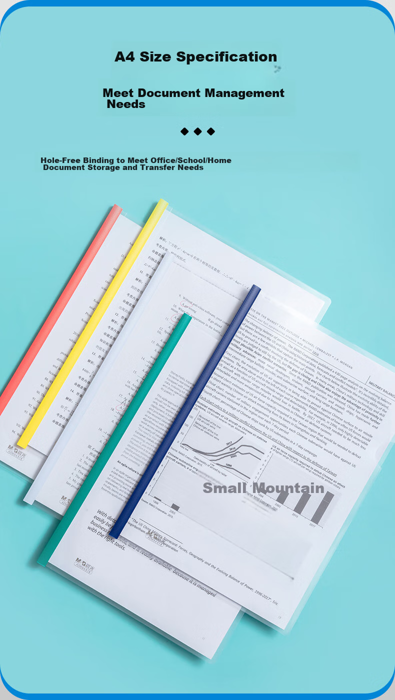 M&G A4/5mm Colored Triangular Pull Rod Binder Clip, Office Report Folder Pull Rod Clip Student Exam Organizer Document File Folder, Pack of 10 ADM94519 3