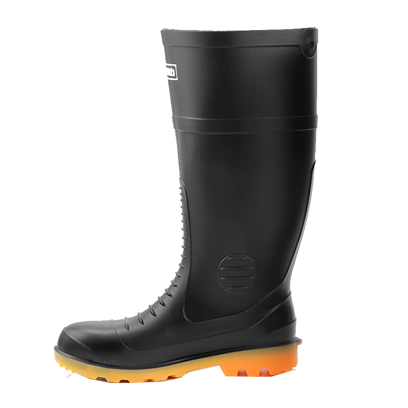Warrior Safety Rain Boots for Men, Steel Toe High Top Work Boots with Steel Midsole And Rubber Sole, Water Shoes, Model 8029 Black, Size 41