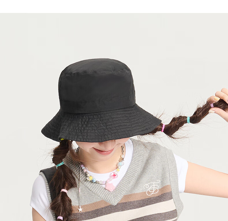 CACUSS Women's Summer Sun Protection Bucket Hat Outdoor Sun Hat Colorblock Slim Face Purple Yellow Plaid 17
