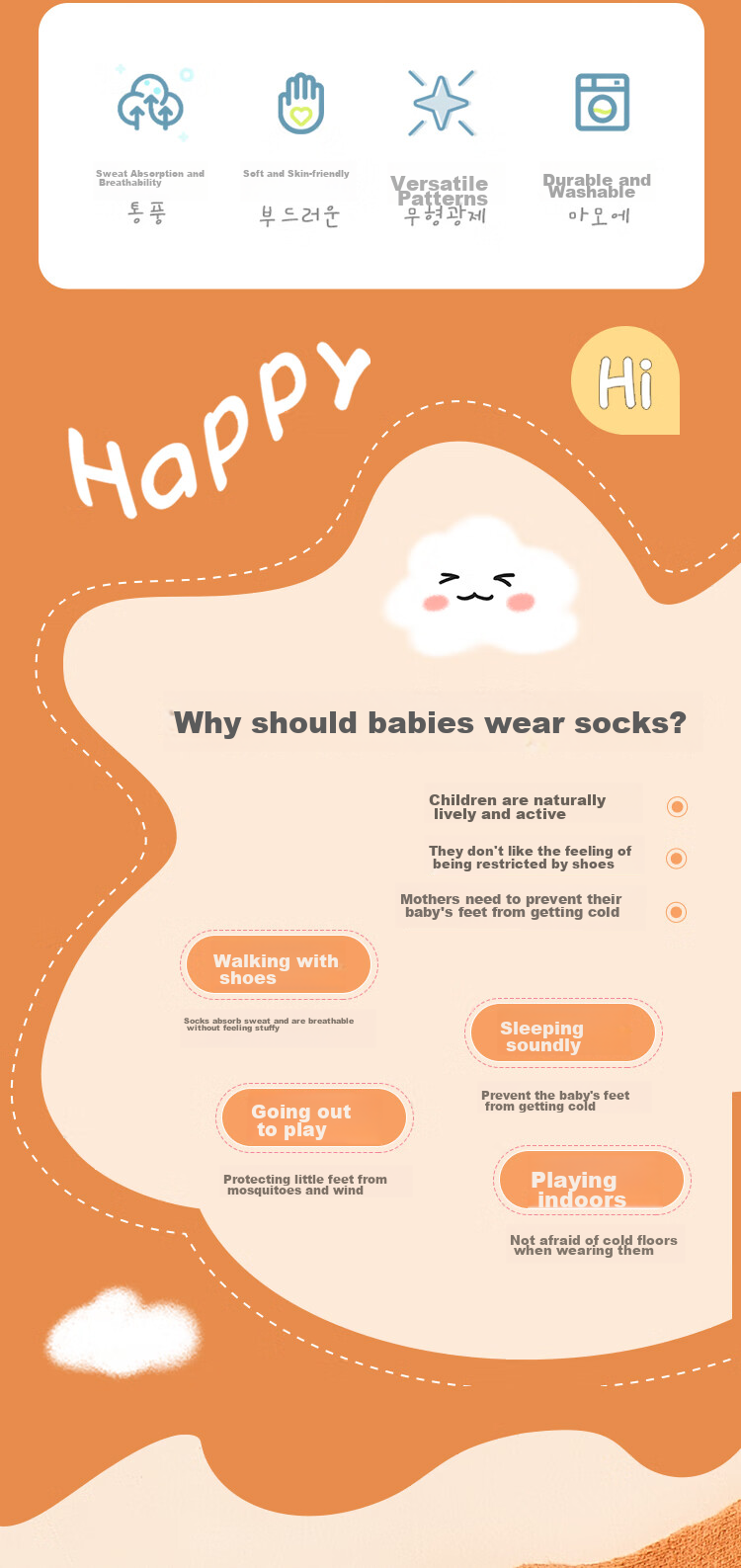 LangSha Children's Socks, Girls' Socks, Autumn And Winter Cotton Terry Socks, Student Baby Thick Mid-Calf Cotton Socks, 5 Pairs, 2XL 2